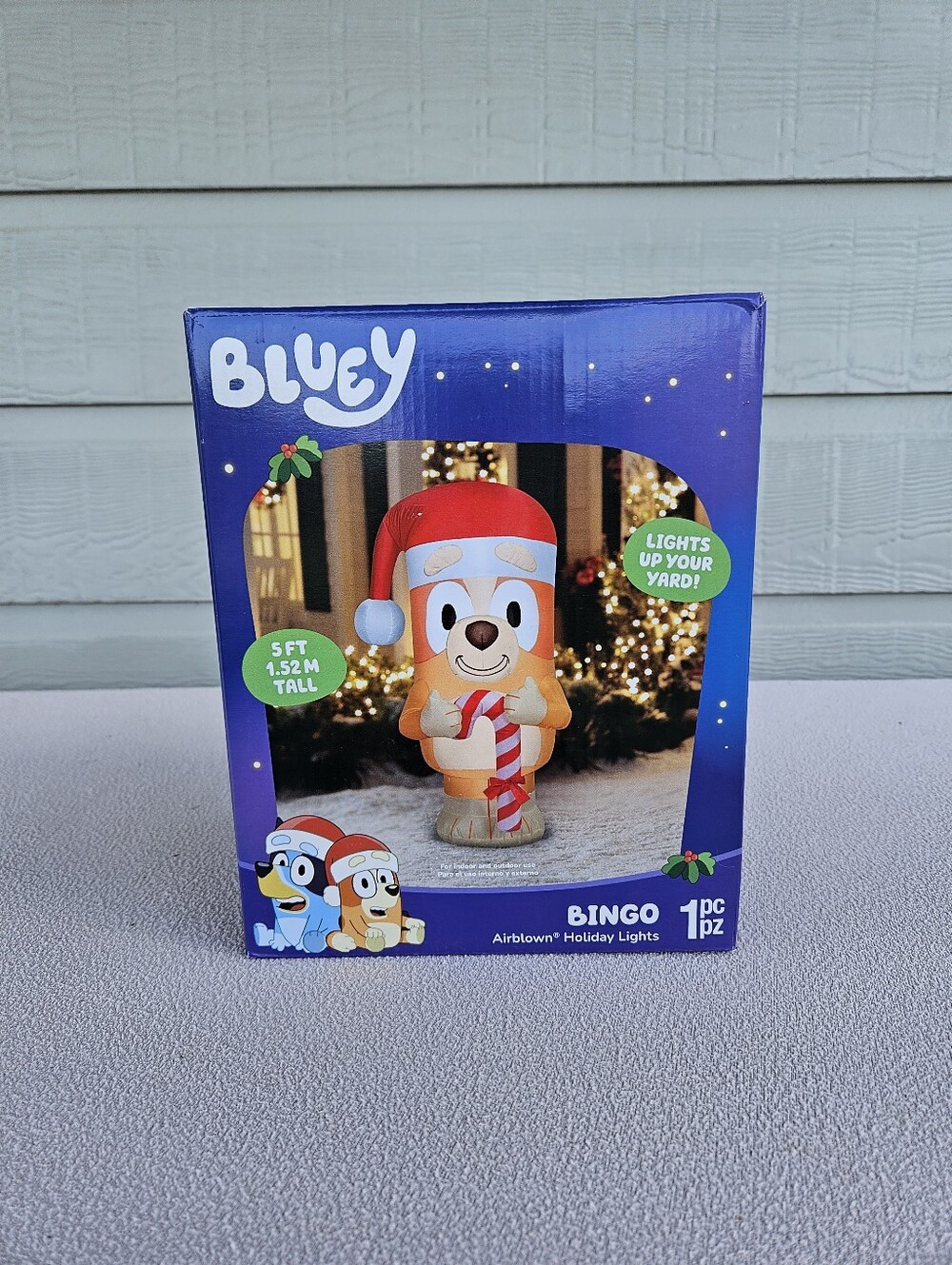 Gemmy Bluey Bingo Candy Cane LED Light Up Inflatable 5ft Christmas Disney